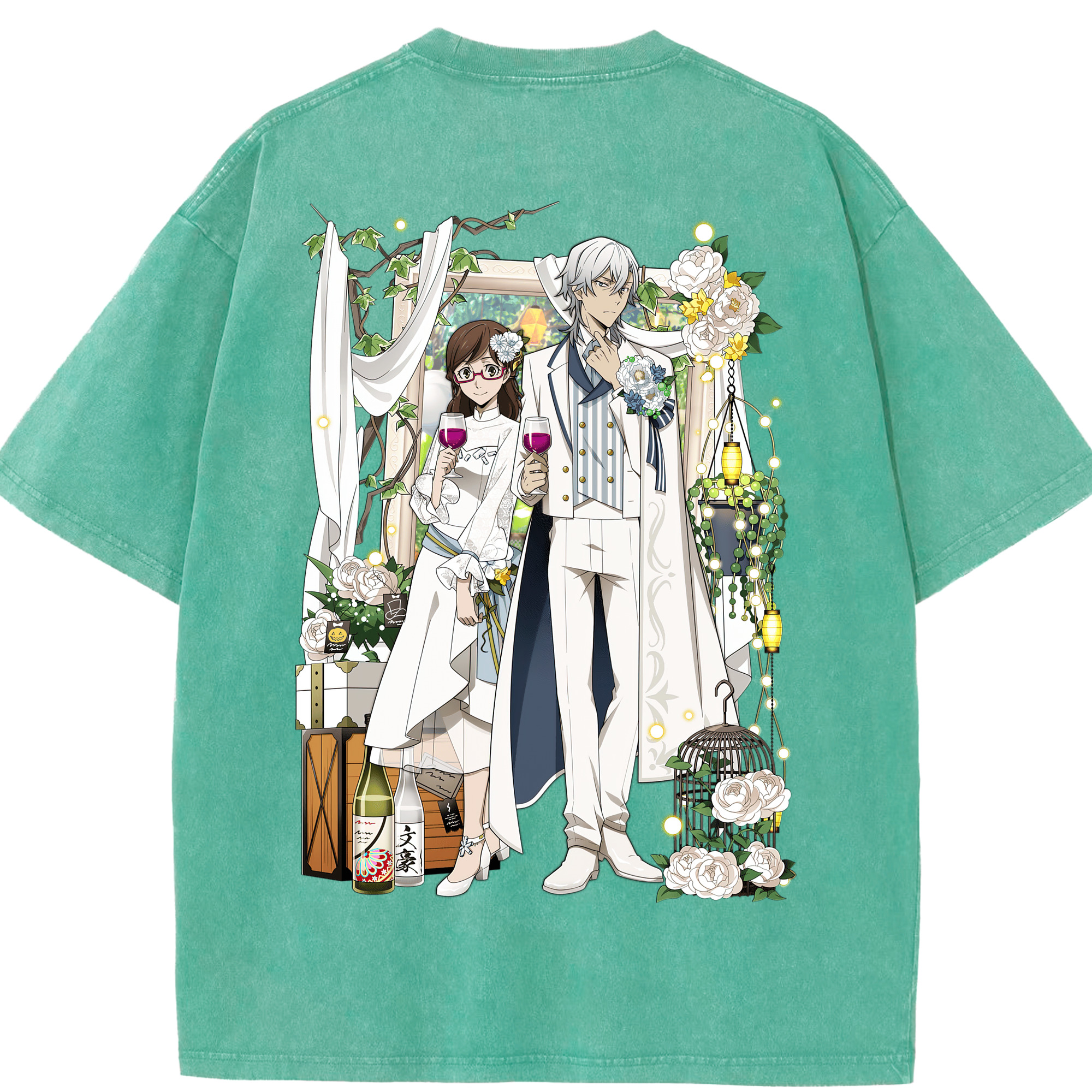 （画像用） 文豪ストレイドッグス Bungo Stray Dogs 綿100% ヴィンテージ風 半袖Tシャツ（背面プリント）